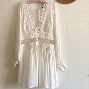 Free People White Boho Mini Dress